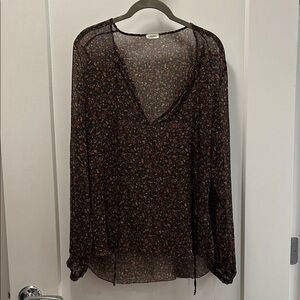 L'AGENCE Black Sheer Relaxed Blouse